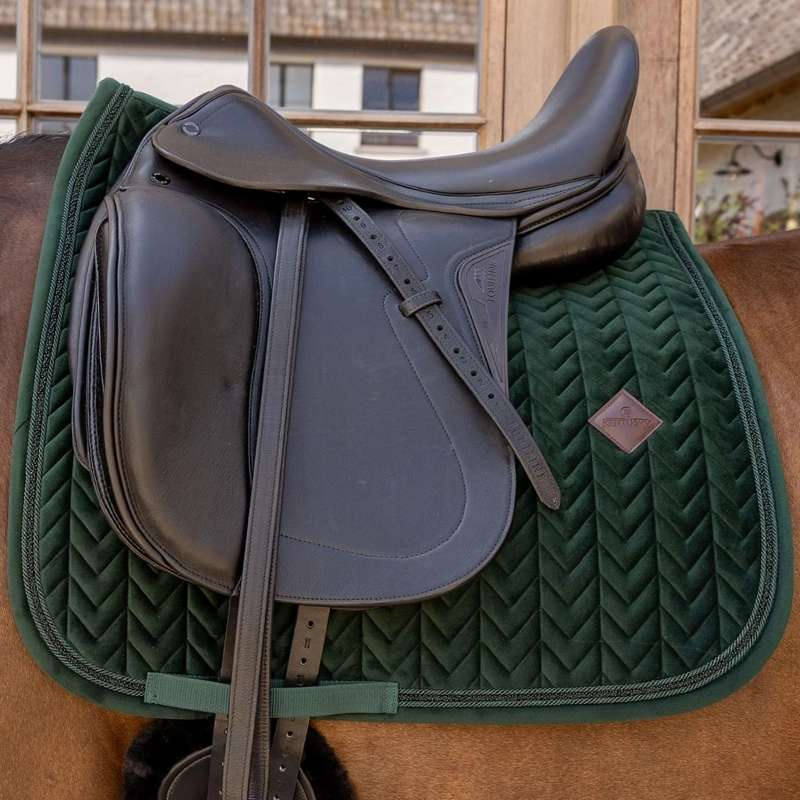 Dressage Saddle Pad Velvet Mini Pearls Green