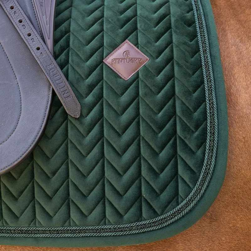 Dressage Saddle Pad Velvet Mini Pearls Green