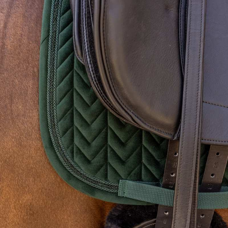 Dressage Saddle Pad Velvet Mini Pearls Green