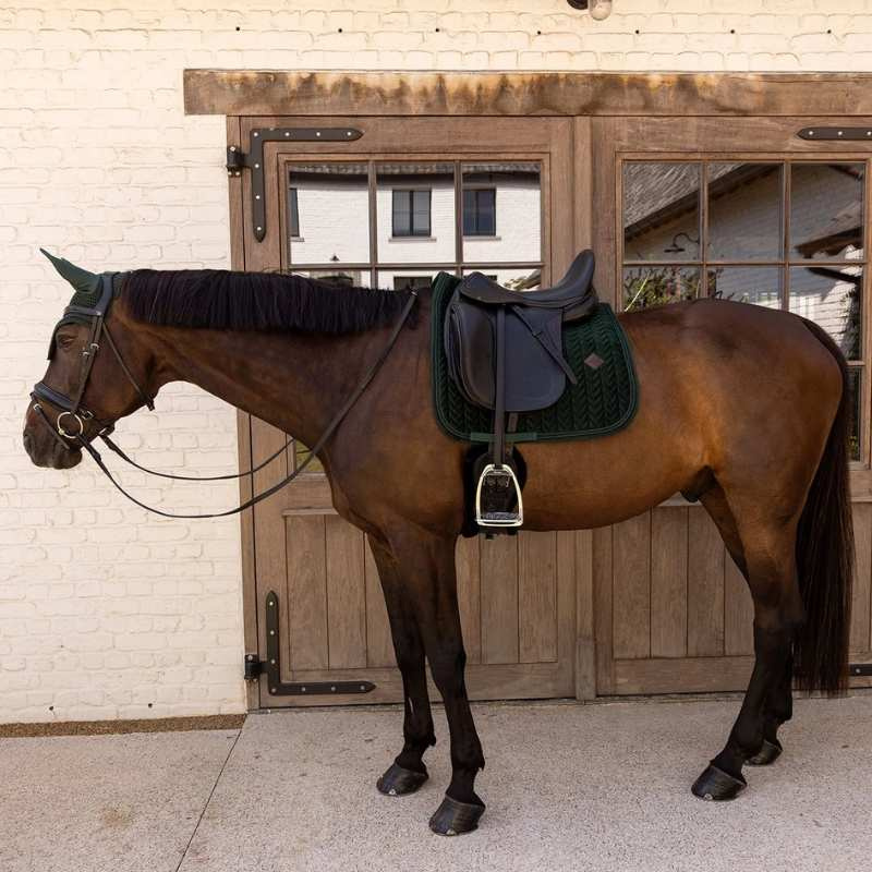 Dressage Saddle Pad Velvet Mini Pearls Green