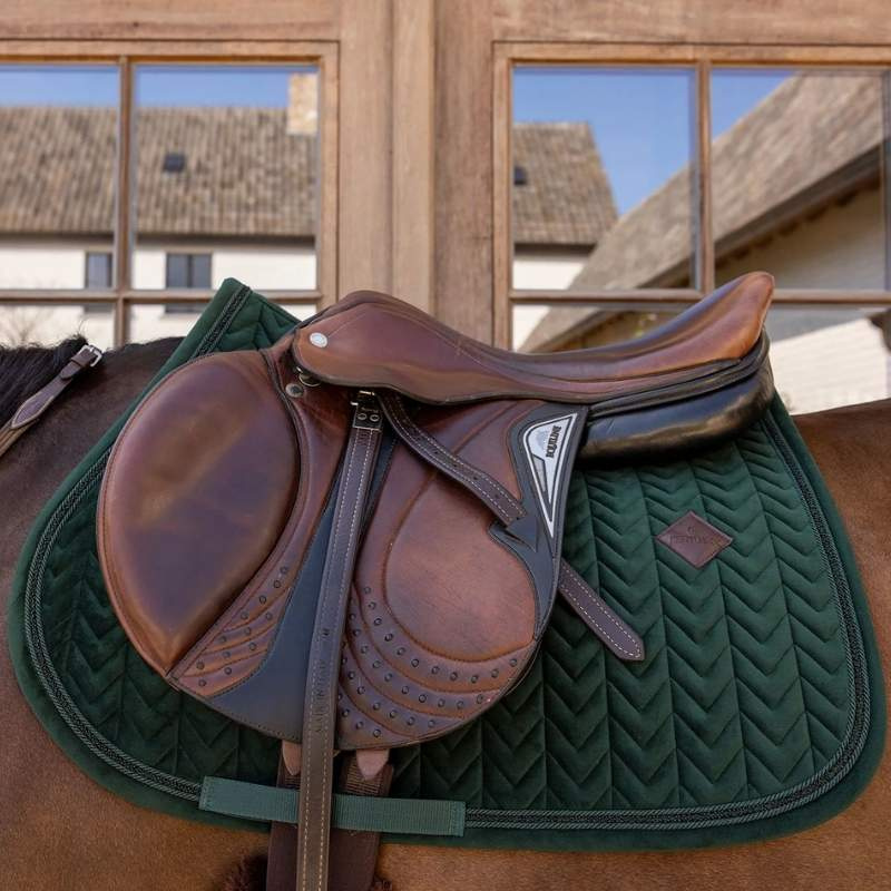 Saddle Pad Velvet Mini Pearls Green