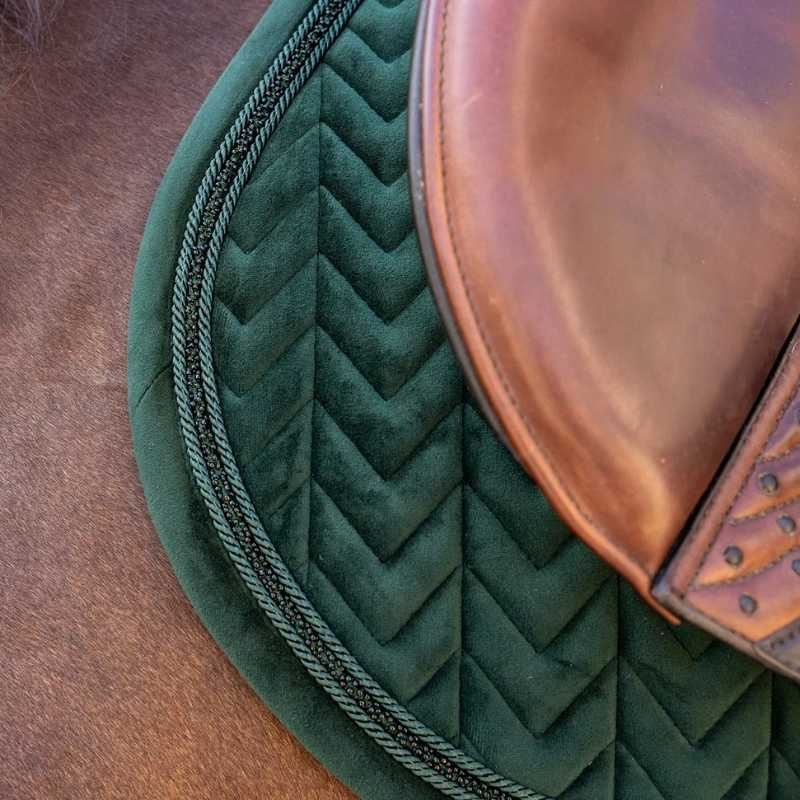 Saddle Pad Velvet Mini Pearls Green