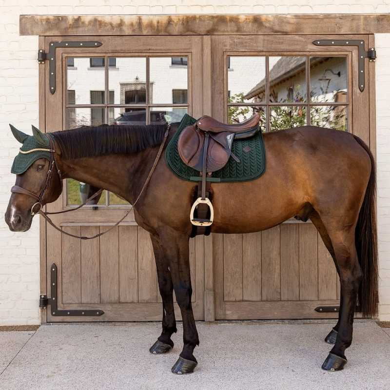 Saddle Pad Velvet Mini Pearls Green