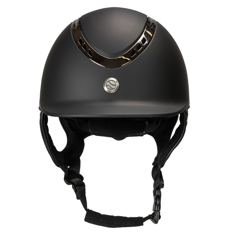 Riding Helmet EQ3 Pardus with Screw Smooth Top Black.