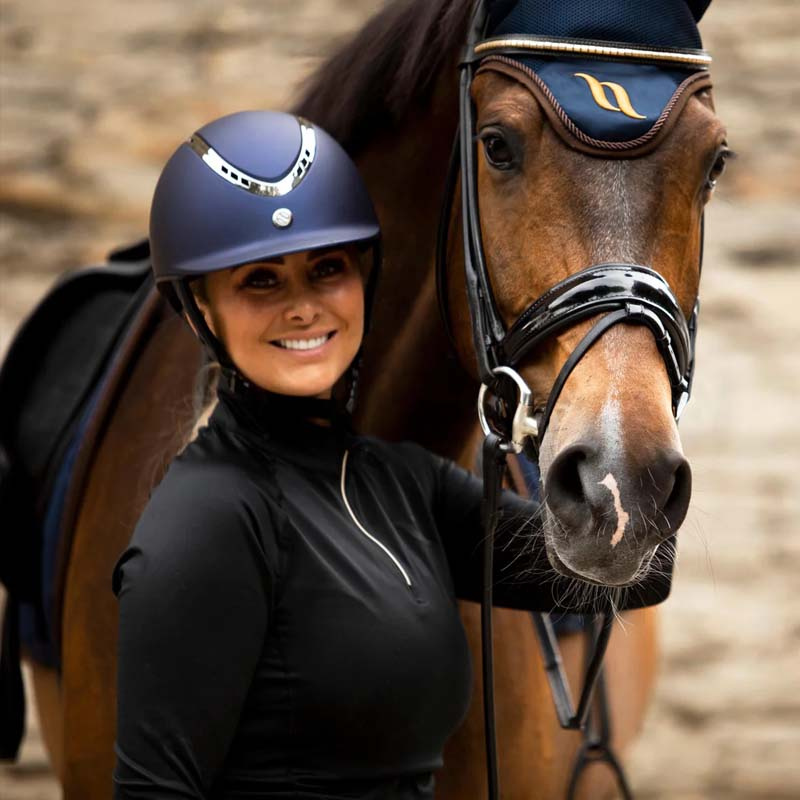 Riding Helmet EQ3 Pardus with Screw Smooth Top Navy Blue