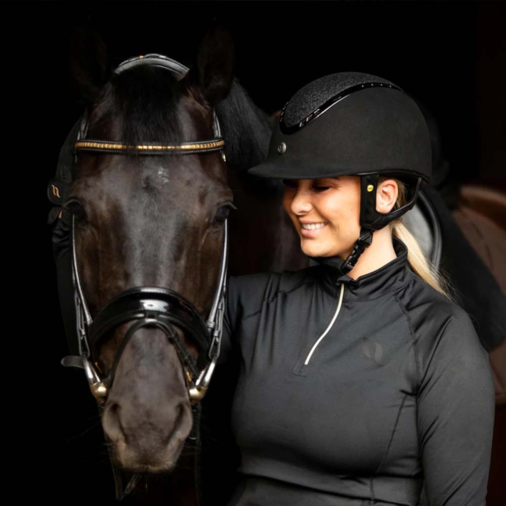 Riding Helmet EQ3 Pardus with Screw Microfiber Glitter Black Sand