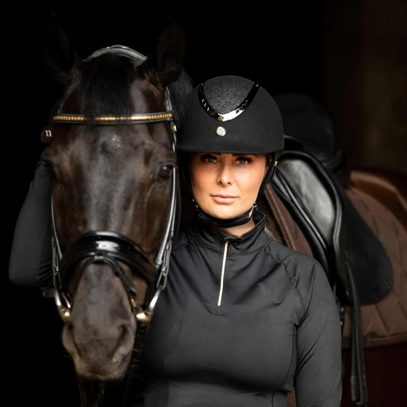 Riding Helmet EQ3 Pardus with Screw Microfiber Glitter Black Sand