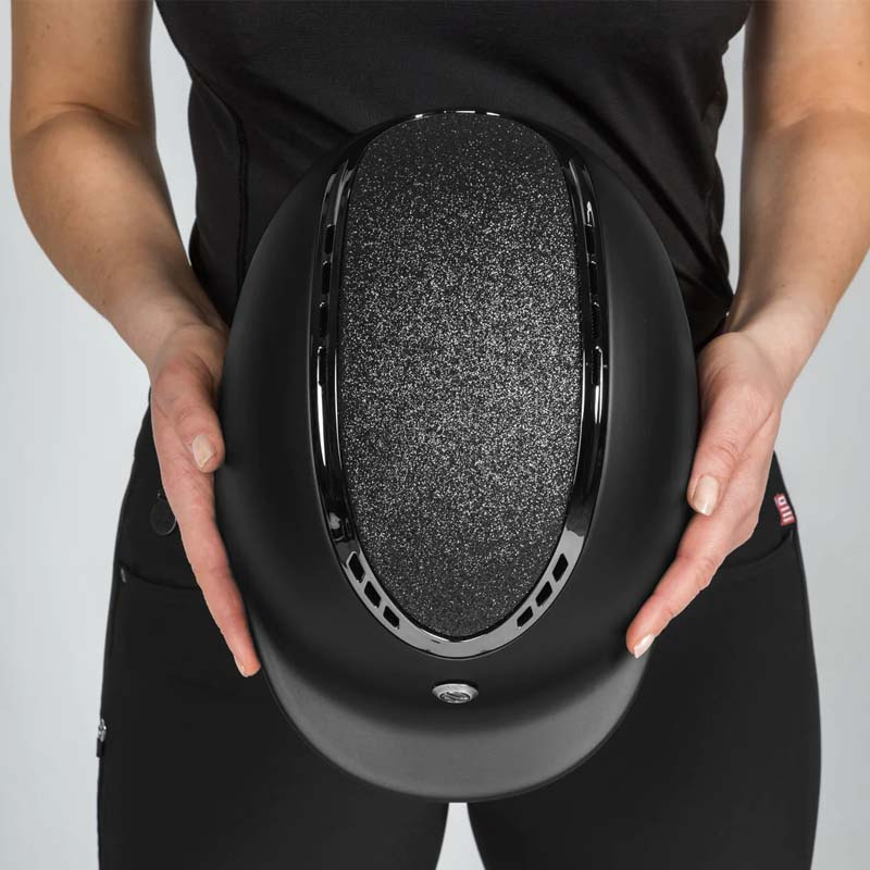 Riding Helmet EQ3 Pardus with Screw Smooth Top Glitter Black Sand