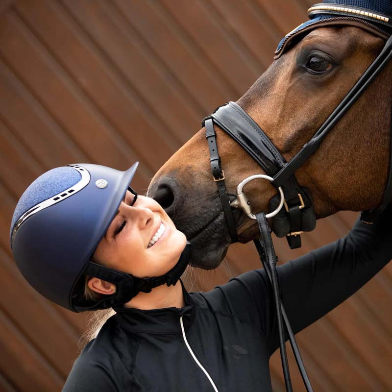 Riding Helmet EQ3 Pardus with Screw Smooth Top Glitter Navy Blue Sand