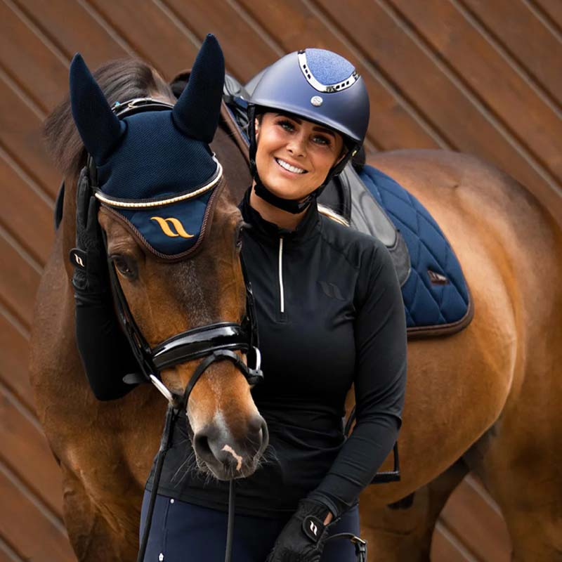 Riding Helmet EQ3 Pardus with Screw Smooth Top Glitter Navy Blue Sand