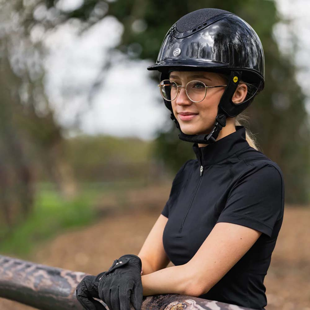 Riding Helmet EQ3 Pardus with Screw Glossy Glitter Black Sand