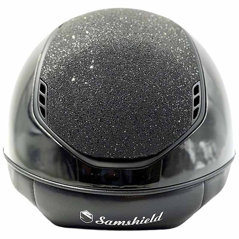 Riding Helmet Miss Shield 2.0 Glossy Crystal Fabric Matt Trim Black