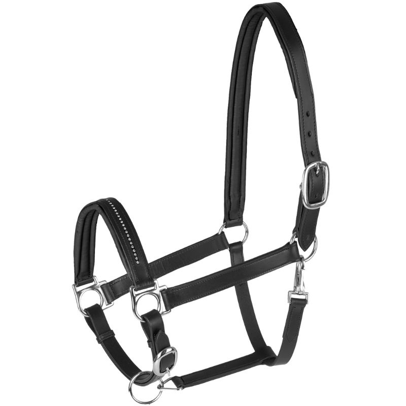 Leather Halter Diamond Black/Silver 