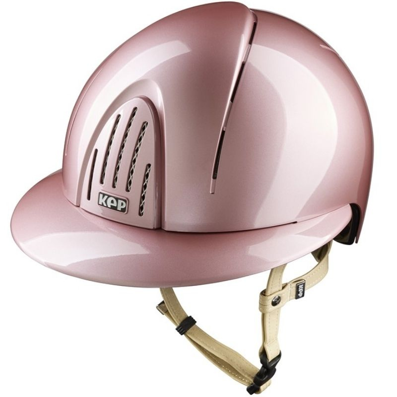 Riding Helmet Smart Nova Metal Polish Polo Cream Strap Pink