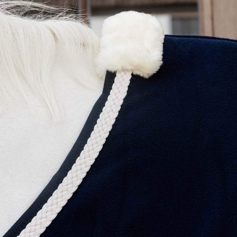 Fleece Rug Plaited Rope Navy Blue