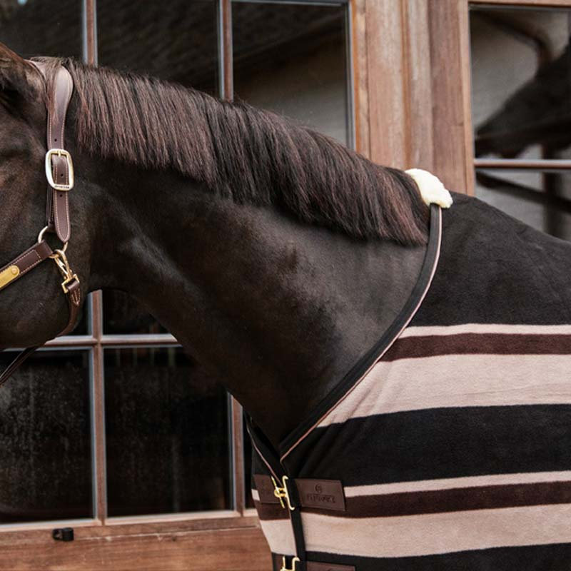 Fleece Rug Heavy Stripes Brown