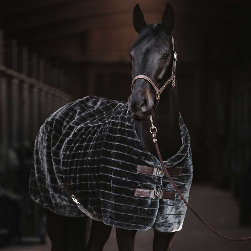 Stable Rug Faux Fur Dark Grey