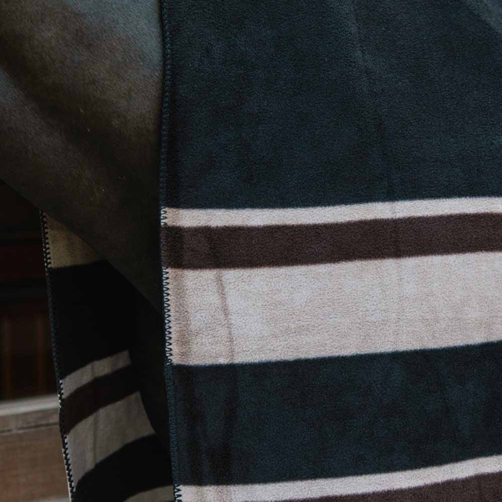 Fleece Rug Heavy Square Stripes Brown 210x200