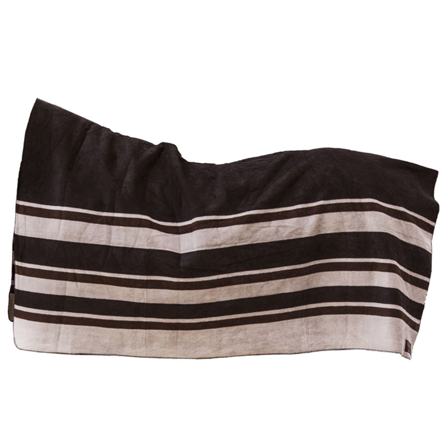 Fleece Rug Heavy Square Stripes Brown 210x200
