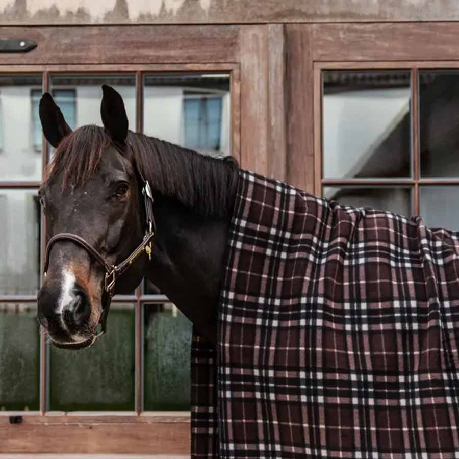 Fleece Rug Heavy Square Check Printing Brown/Beige 210x200