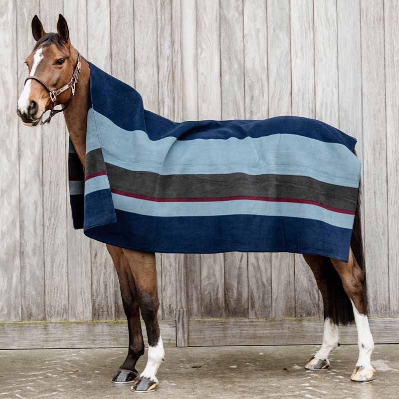 Fleece Rug Heavy Square Stripes Navy