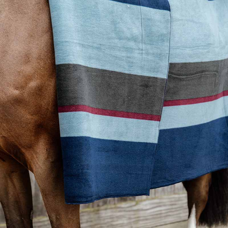 Fleece Rug Heavy Square Stripes Navy