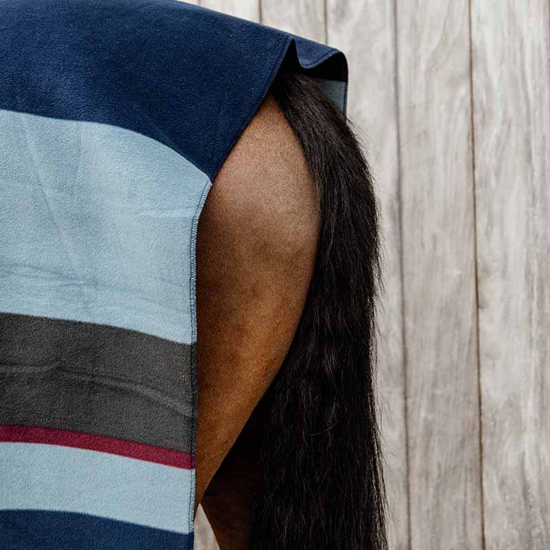 Fleece Rug Heavy Square Stripes Navy