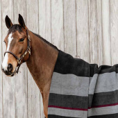 Fleece Rug Heavy Square Stripes Black Fleece Rug Heavy Square Stripes Black