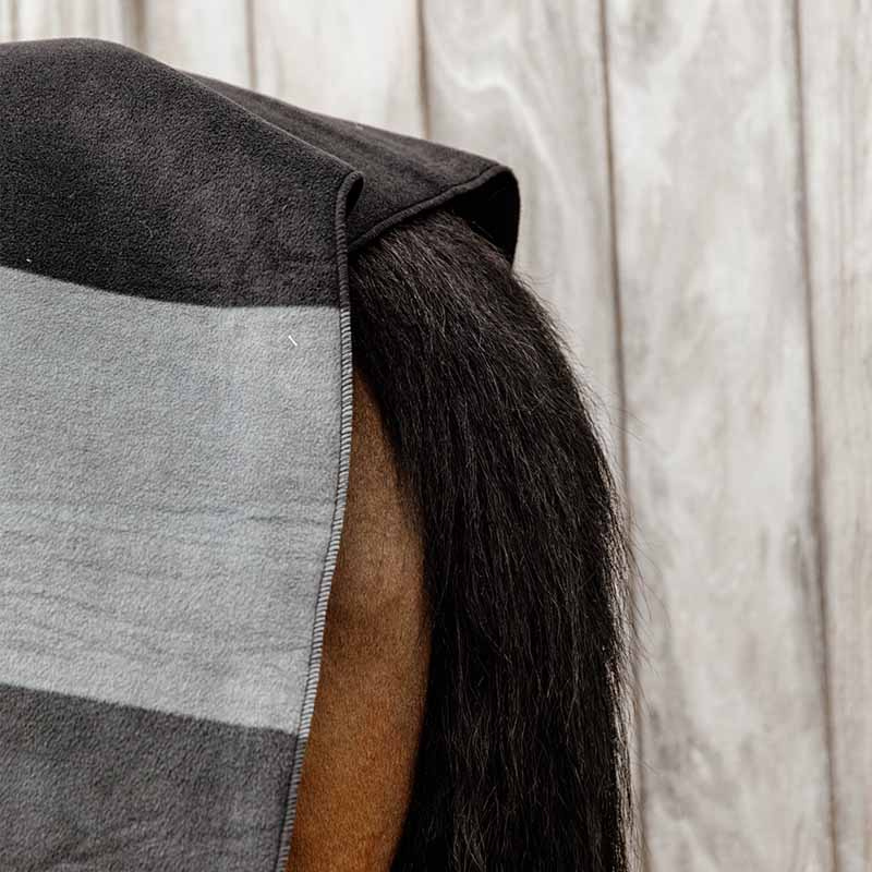 Fleece Rug Heavy Square Stripes Black