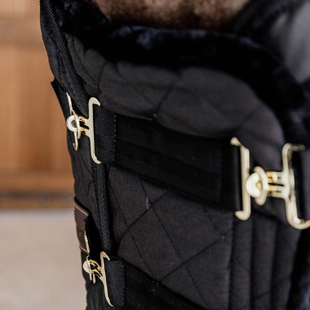 Chest Expander Quilted with Vegan Sheepskin Black
