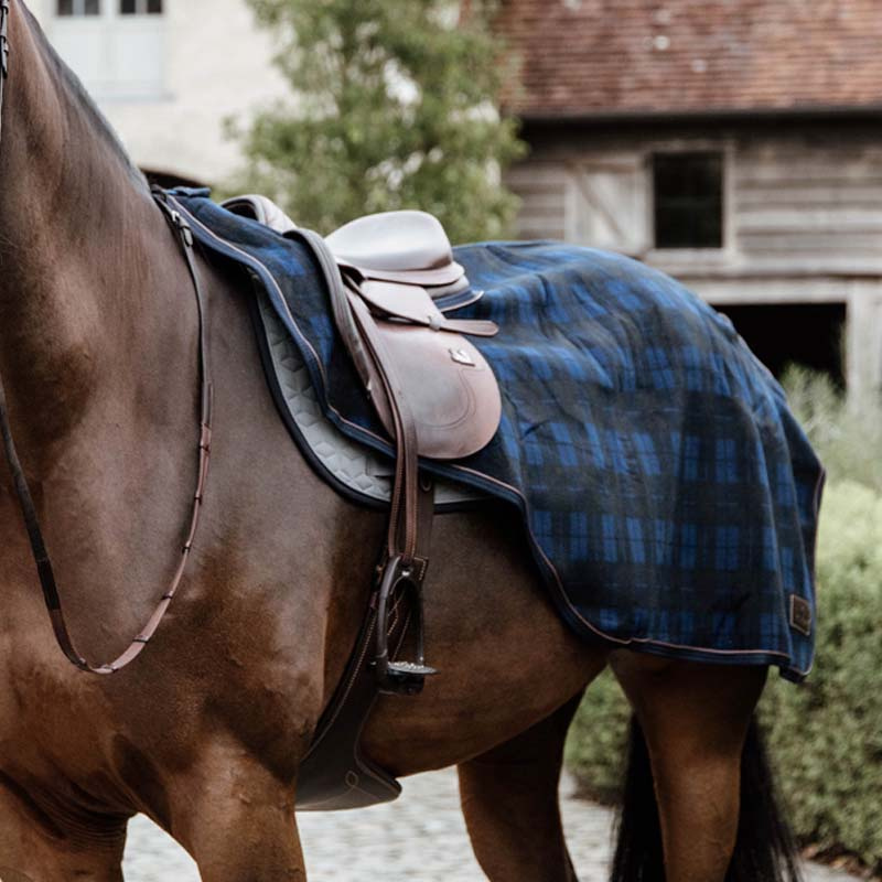 Exercise Sheet Heavy Fleece Check Printing Navy Blue/Black