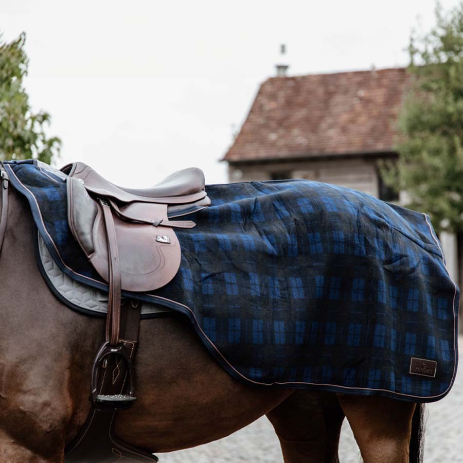 Exercise Sheet Heavy Fleece Check Printing Navy Blue/Black