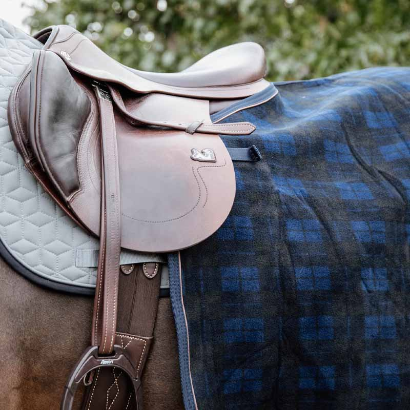 Quarter Rug Heavy Fleece Check Printing Navy Blue/Black