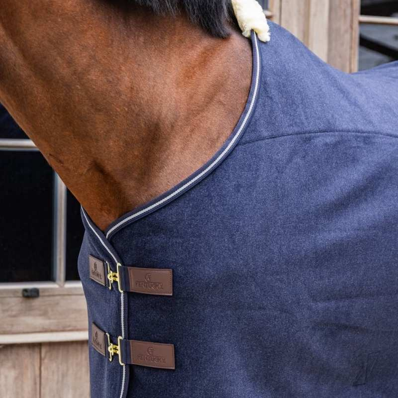 Fleece Rug Heavy Melange Navy Blue