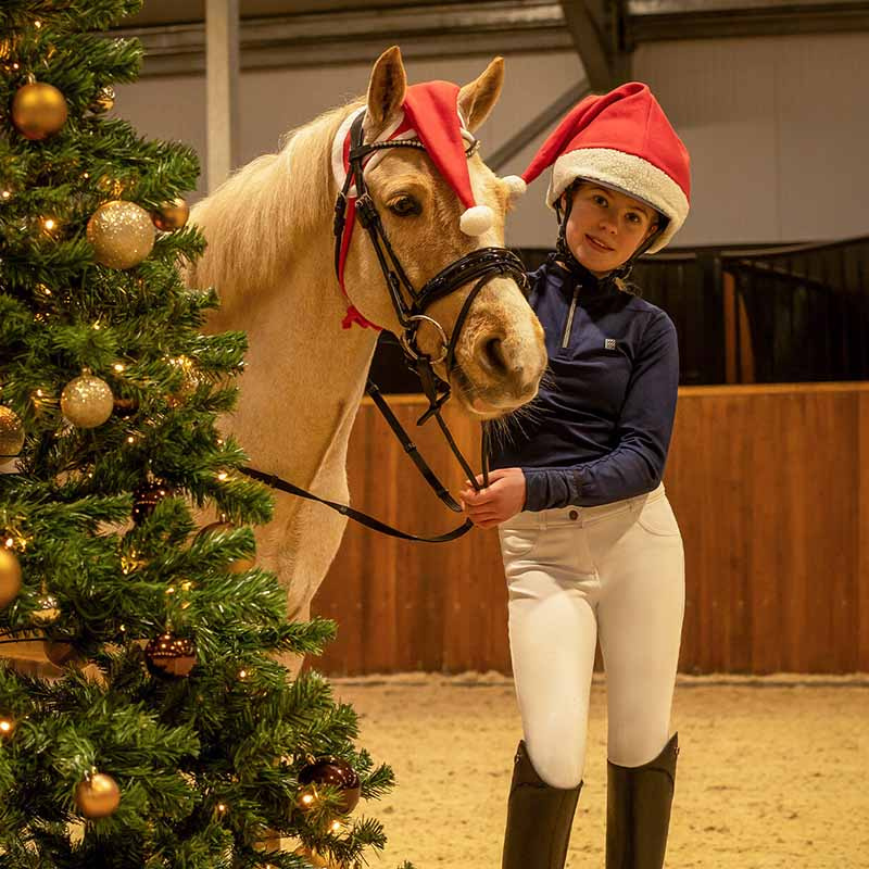 Ear Bonnet Christmas Hat Red/White