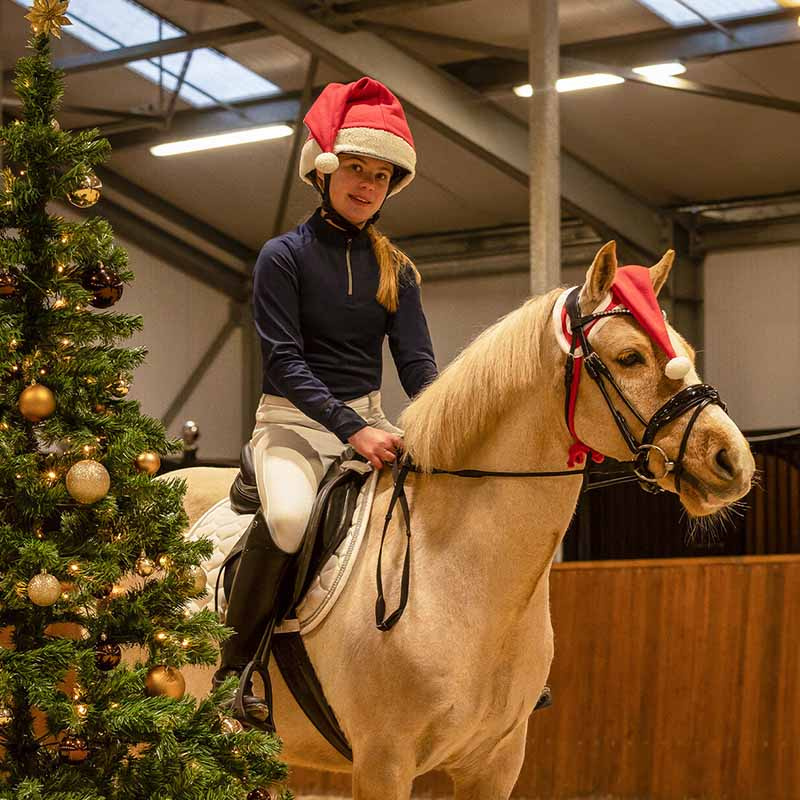 Ear Bonnet Christmas Hat Red/White