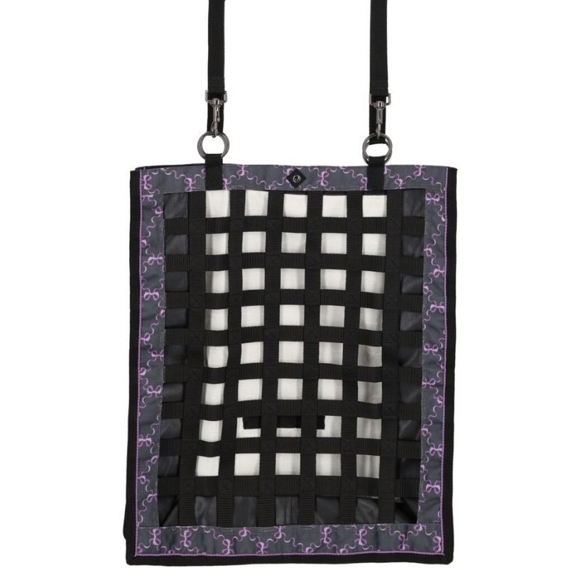 Hay Bag Slowfeeder Turnout Bows Black