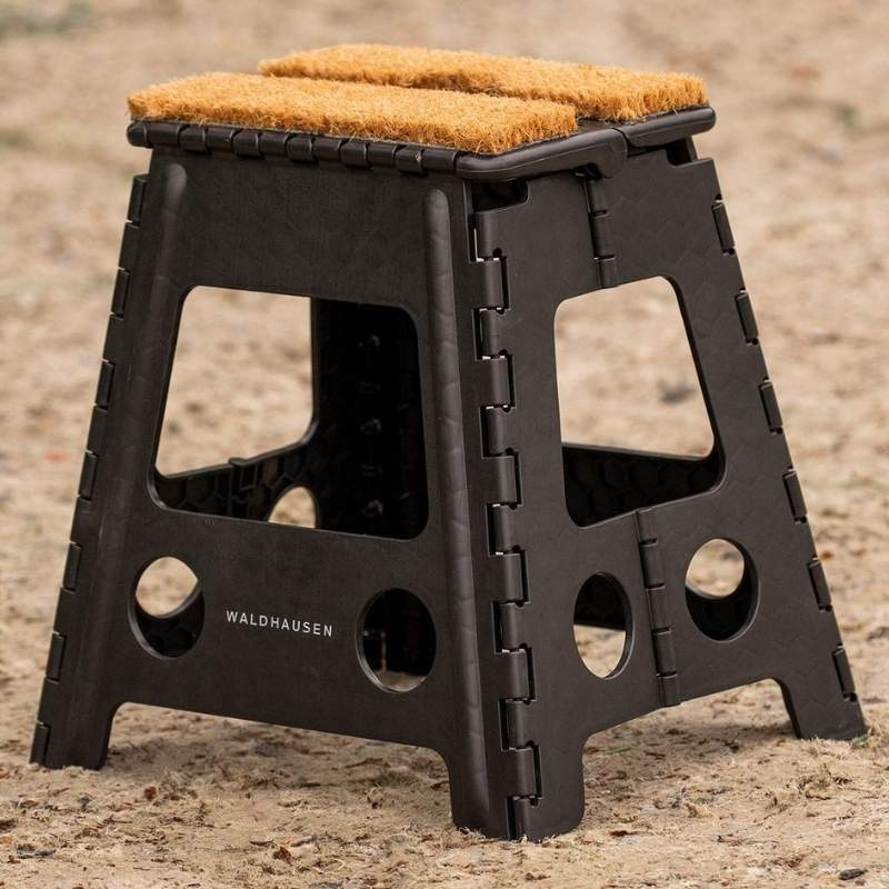 Folding Stable Stool Coconut Fibre Black