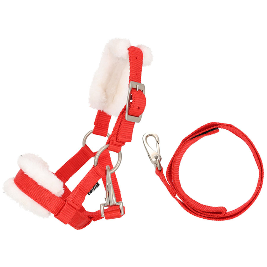 Halter and Lead Rope for Hobby Horse Christmas Red/White