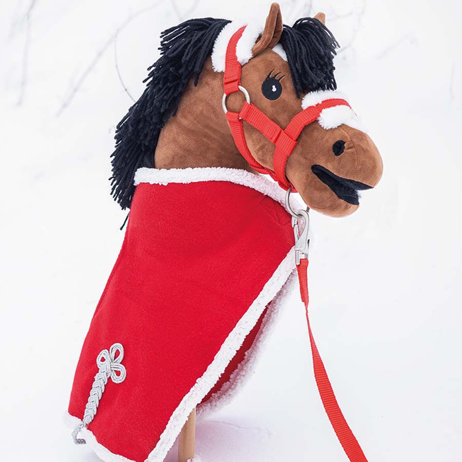 Halter and Lead Rope for Hobby Horse Christmas Red/White