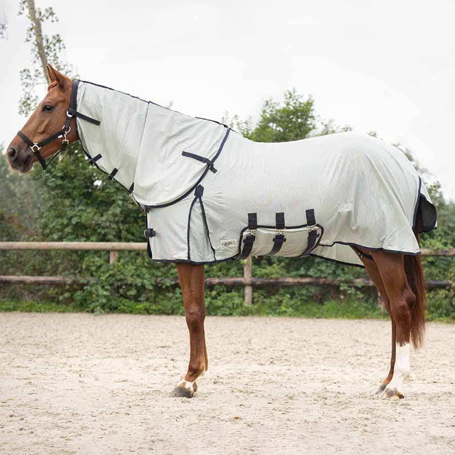 Fly Rug with Detachable Neck and Ear Bonnet Grey