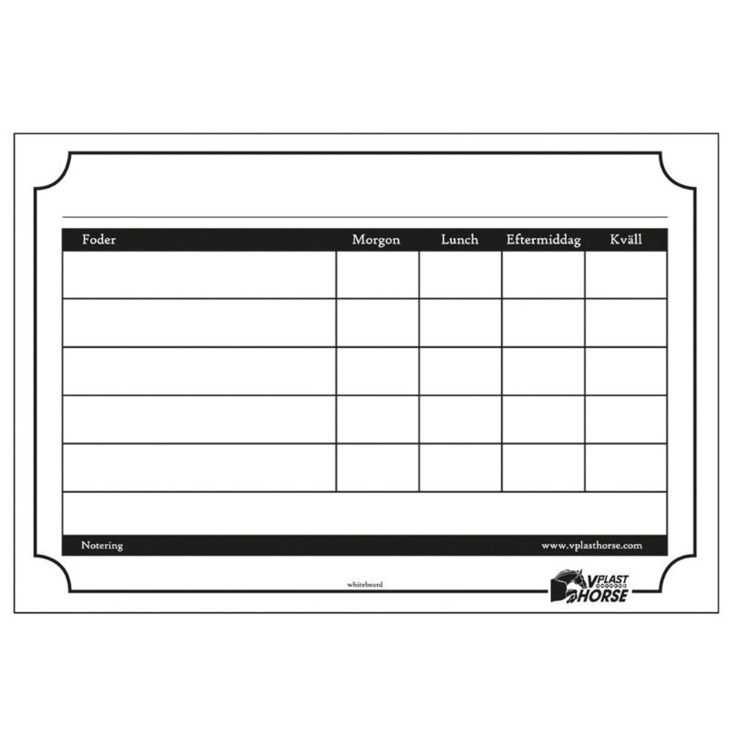 Feeding Chart Board 20x29cm White