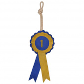 Horse Toy HS Show Ribbon in Suede Blue/Yellow