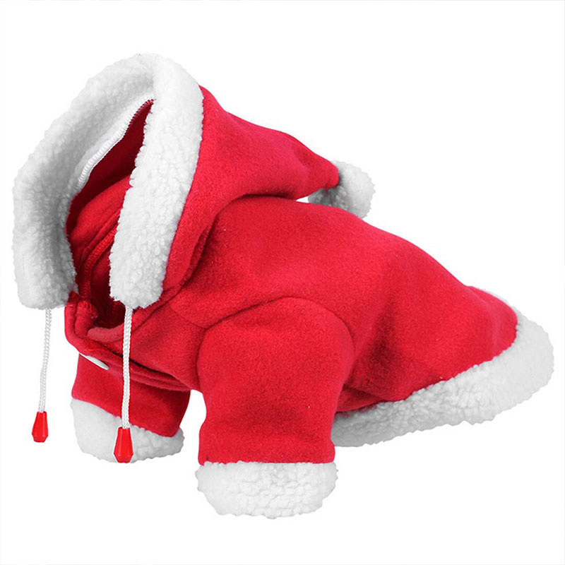 Dog Sweater Christmas with Hood Red/White