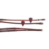 Rubber Reins E-logo with Stops Brown/Brass Rubber Reins E-logo with Stops Brown/Brass