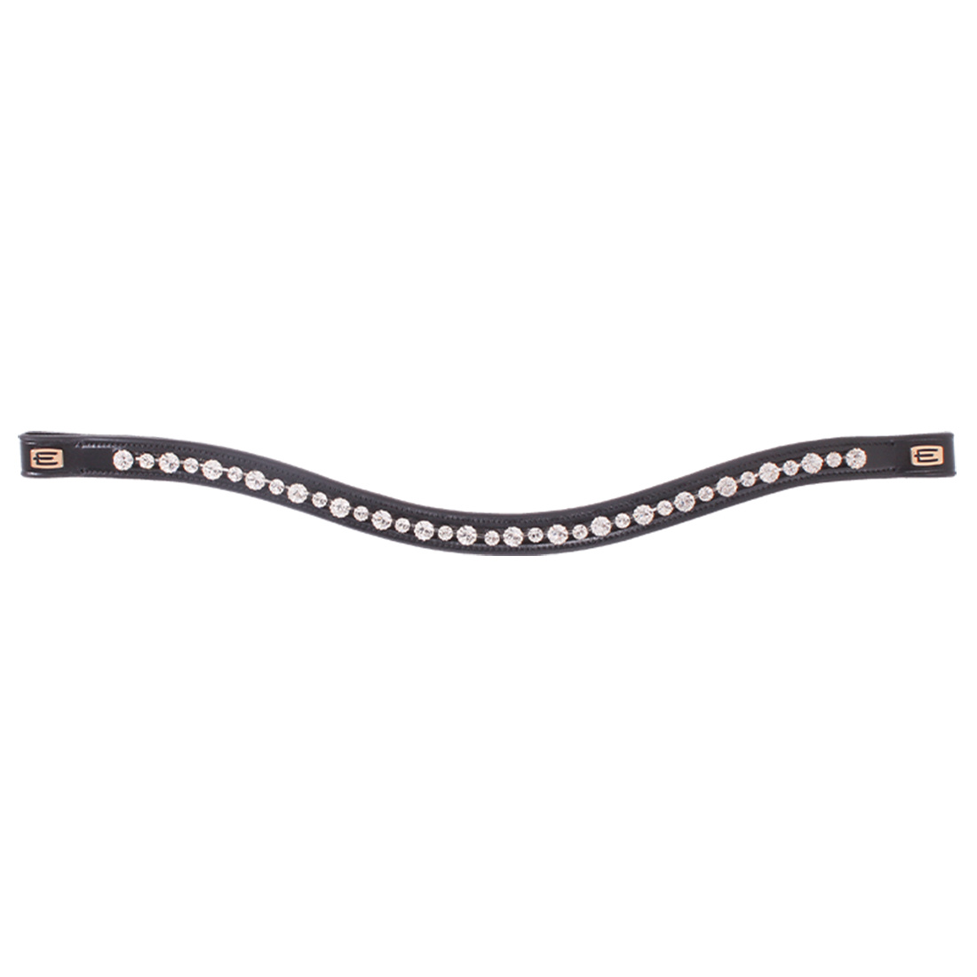 Browband E-logo White Crystals Black/Brass