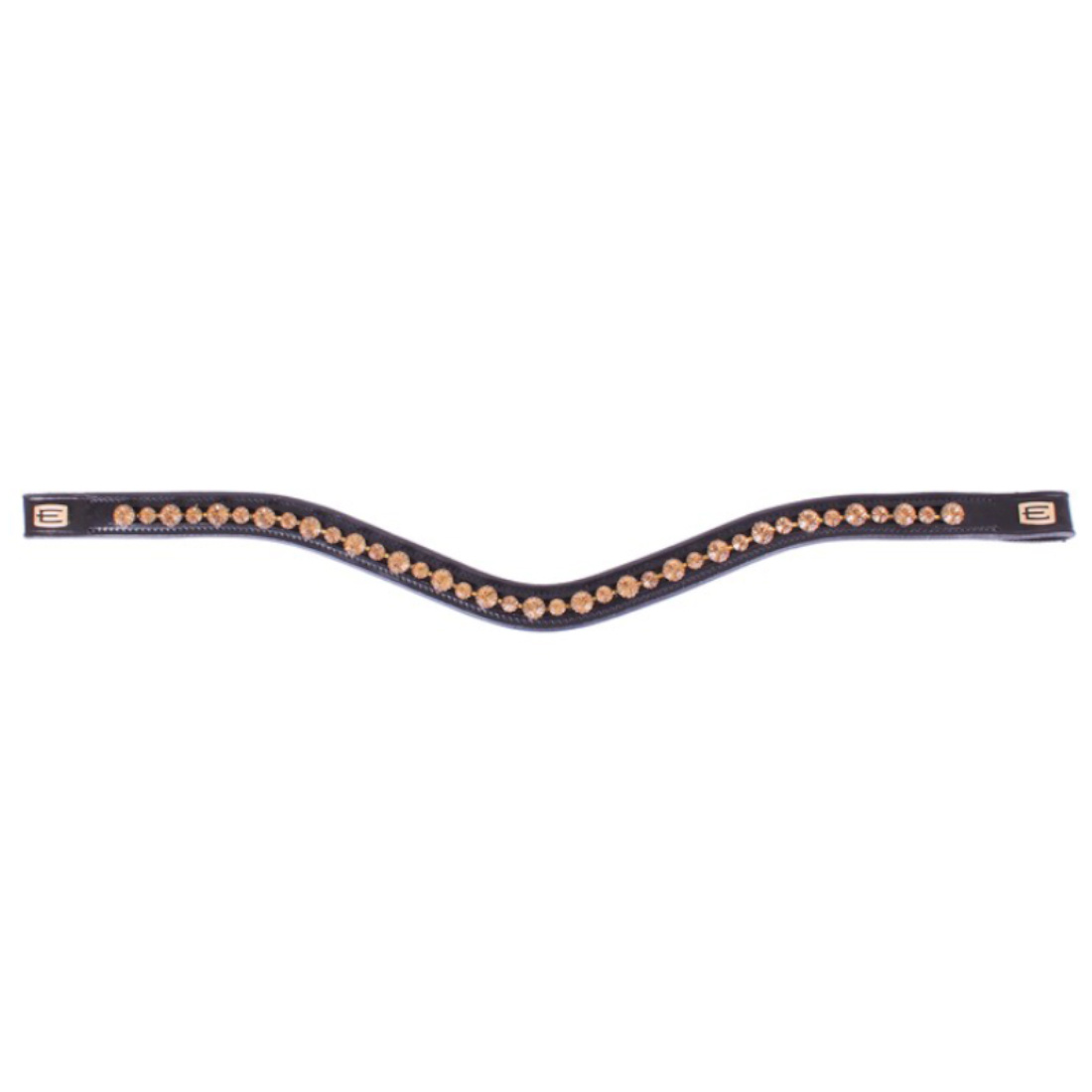 Browband E-logo Gold Crystals Black/Brass