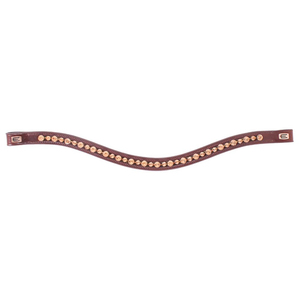 Browband E-logo Gold Crystals Brown/Brass