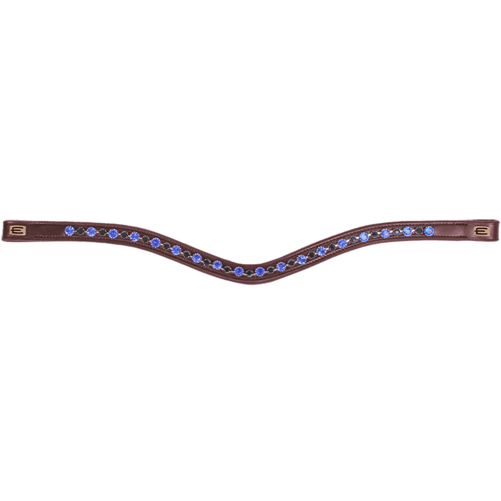 Browband E-Logo & Blue/Black Crystals Brown/Brass