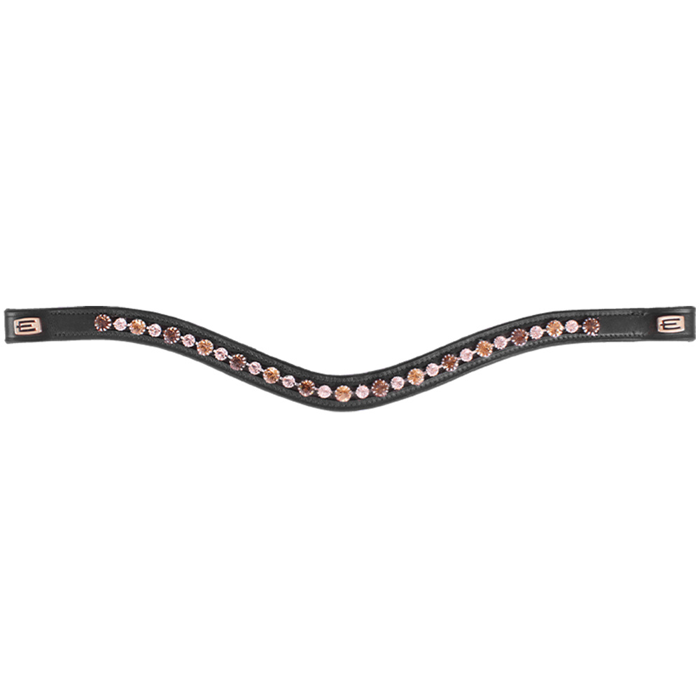 Browband E-Logo & Cappuccino/Topaz Crystals Black/Brass